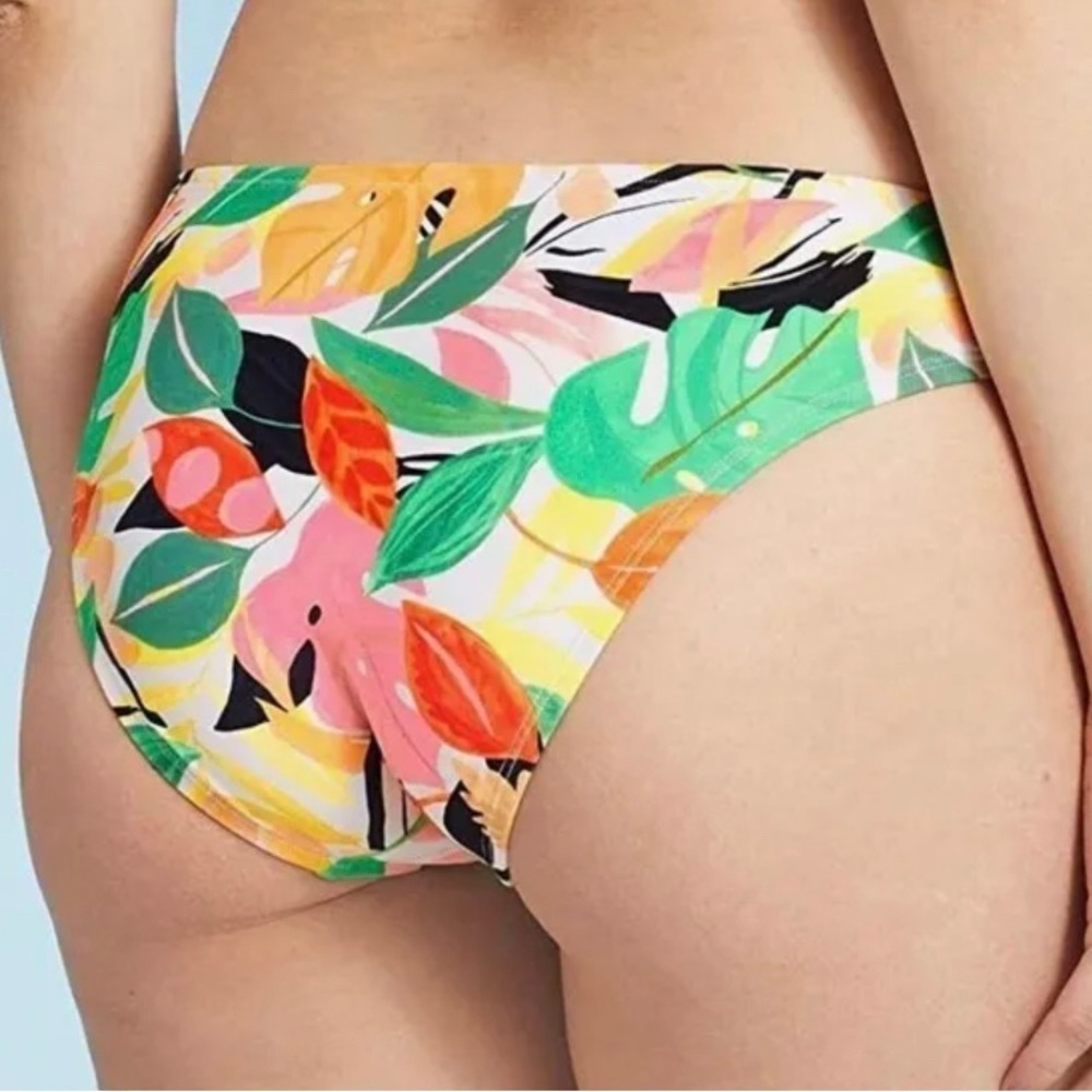 Kona Sol tropical leaves V-Neck Knot Bikini Top and Hipster Bottom medium - Picture 3 of 14